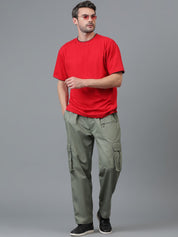 Kotty Men Relaxed Low-Rise Easy Wash Cargos Trousers