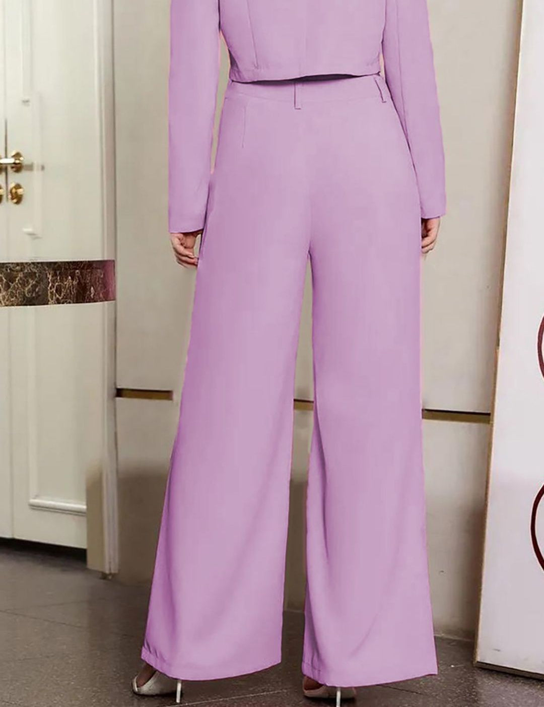 KOTTY BIZwear Women Purple High-Rise Easy Wash Pleated Parallel Trousers