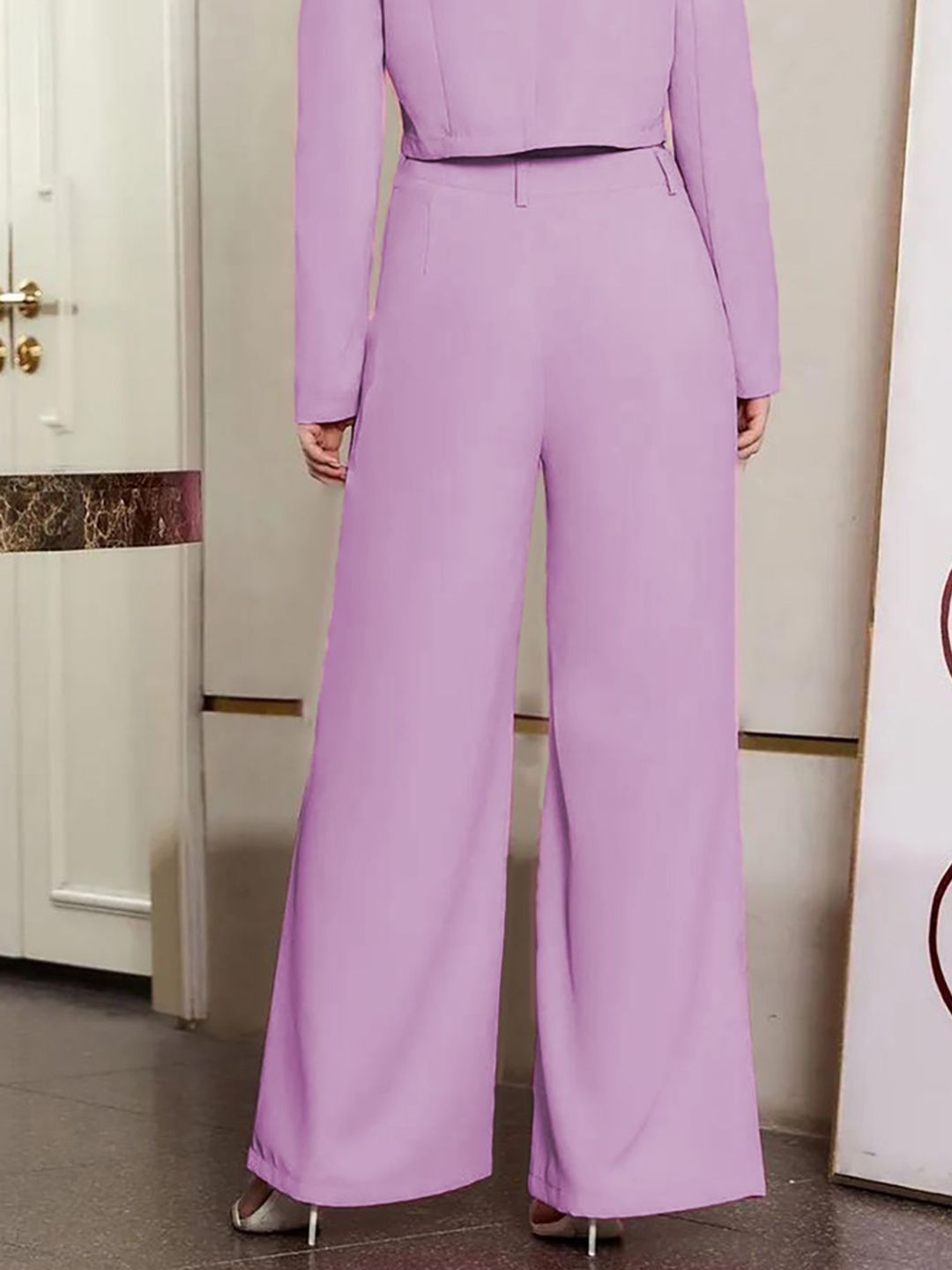 KOTTY BIZwear Women Purple High-Rise Easy Wash Pleated Parallel Trousers