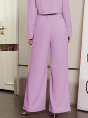 KOTTY BIZwear Women Purple High-Rise Easy Wash Pleated Parallel Trousers