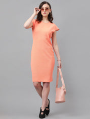 KOTTY Basics Self Design Extended Sleeves Straight Sheath Dress