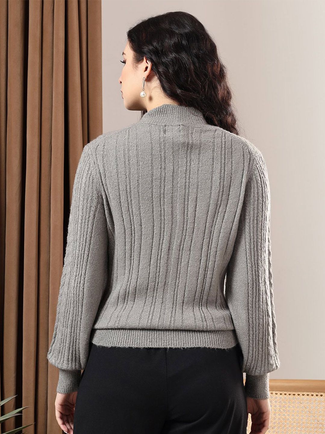 Kotty Women High Neck Cable Knit Pullover Sweater