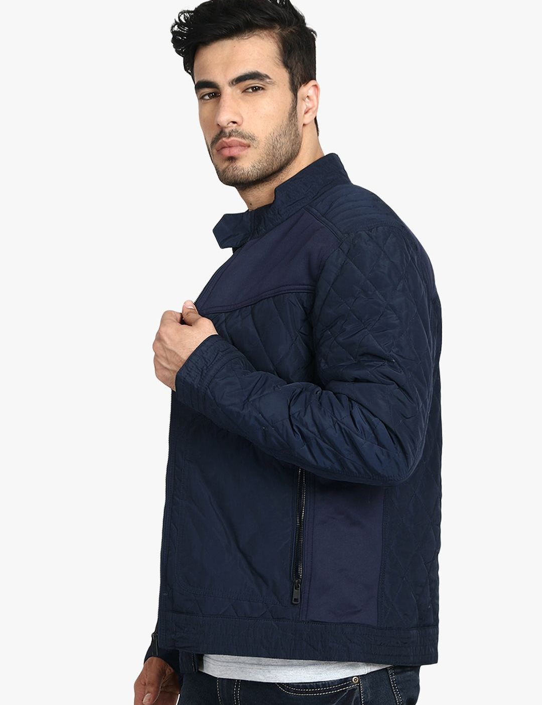 Kotty Men Blue Solid Lightweight Quilted Jacket