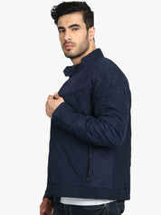 Kotty Men Blue Solid Lightweight Quilted Jacket