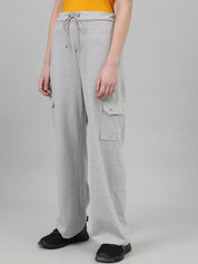Kotty Women Grey Mid-Rise Straight-Fit Track Pants