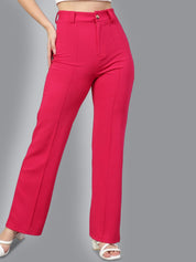 Kotty Women Relaxed Straight Leg Straight Fit High-Rise Easy Wash Trousers