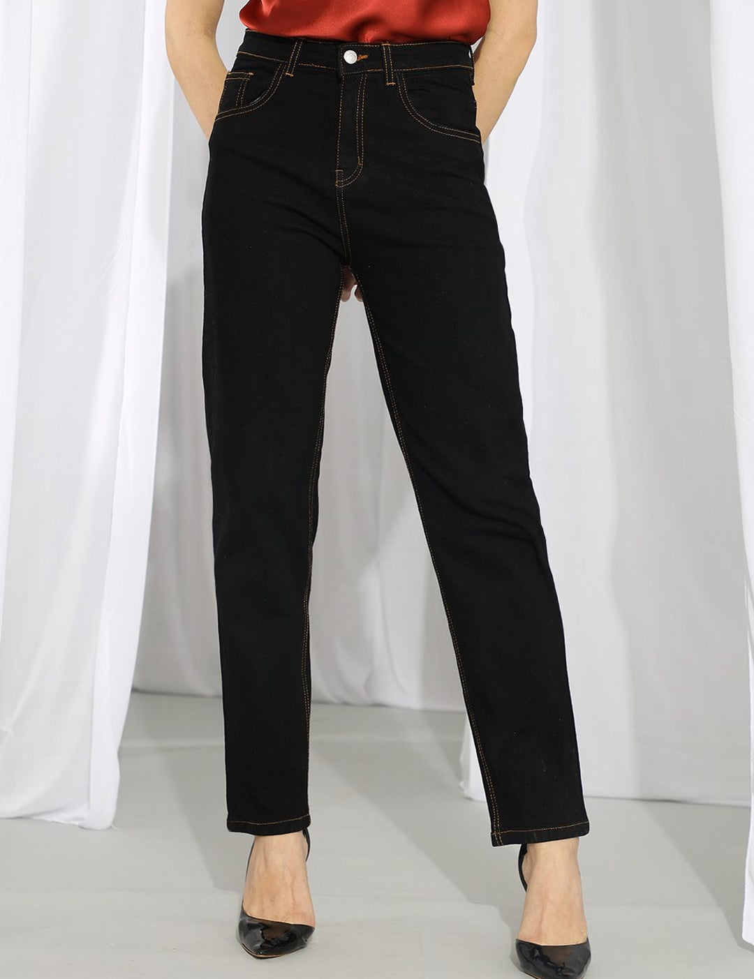 Kotty Women Black Slim Fit High-Rise Stretchable Jeans