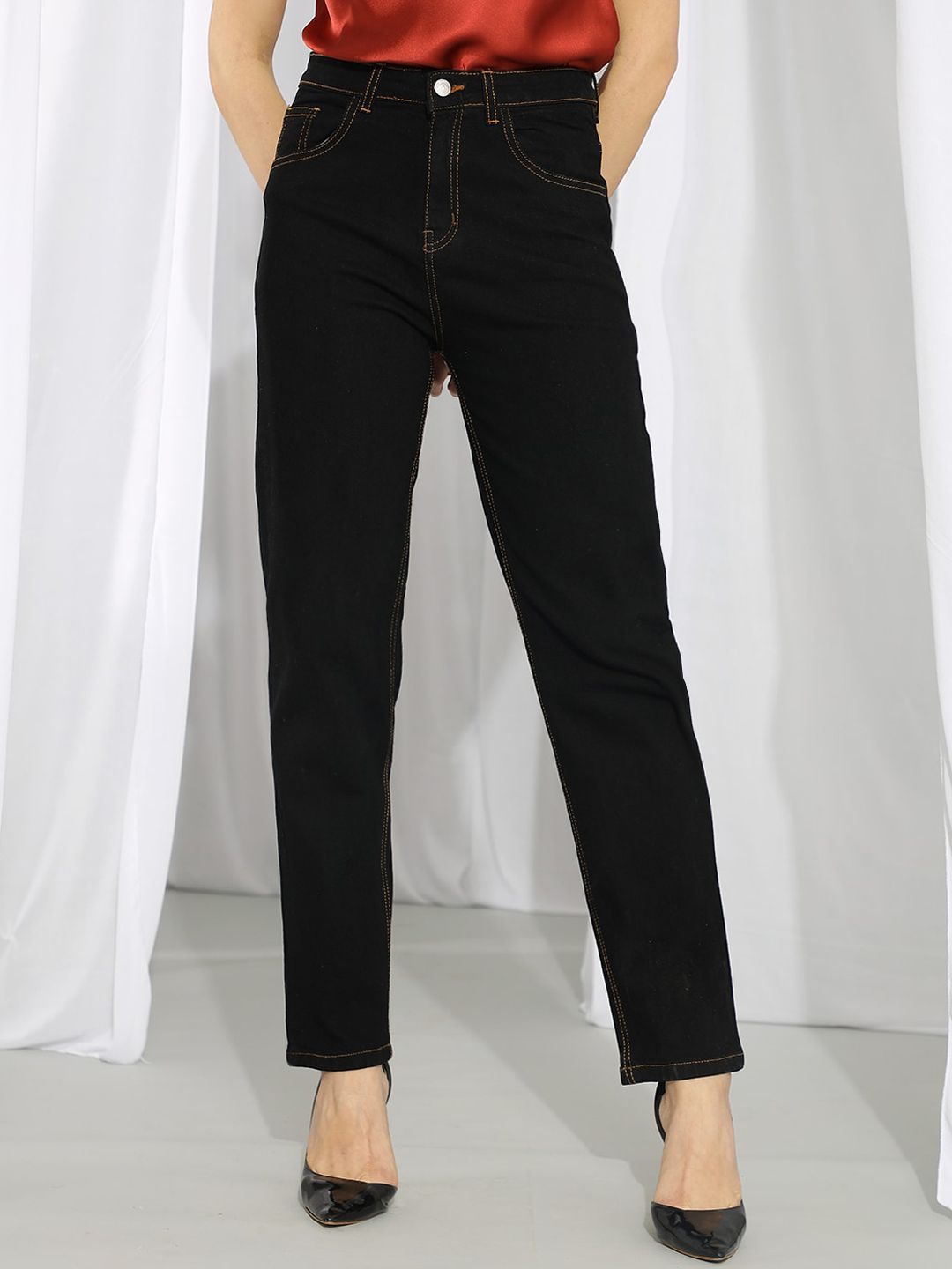 Kotty Women Black Slim Fit High-Rise Stretchable Jeans