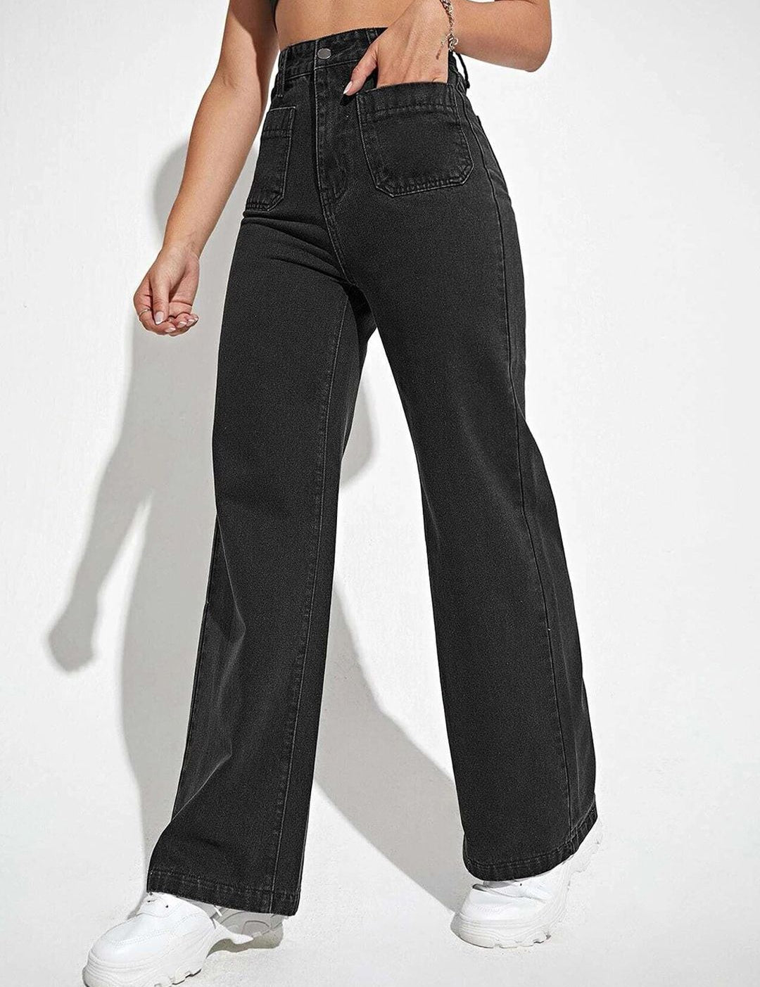 Kotty Women Black Jean Straight Fit High-Rise Mildly Distressed Jeans