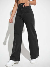 Kotty Women Black Jean Straight Fit High-Rise Mildly Distressed Jeans