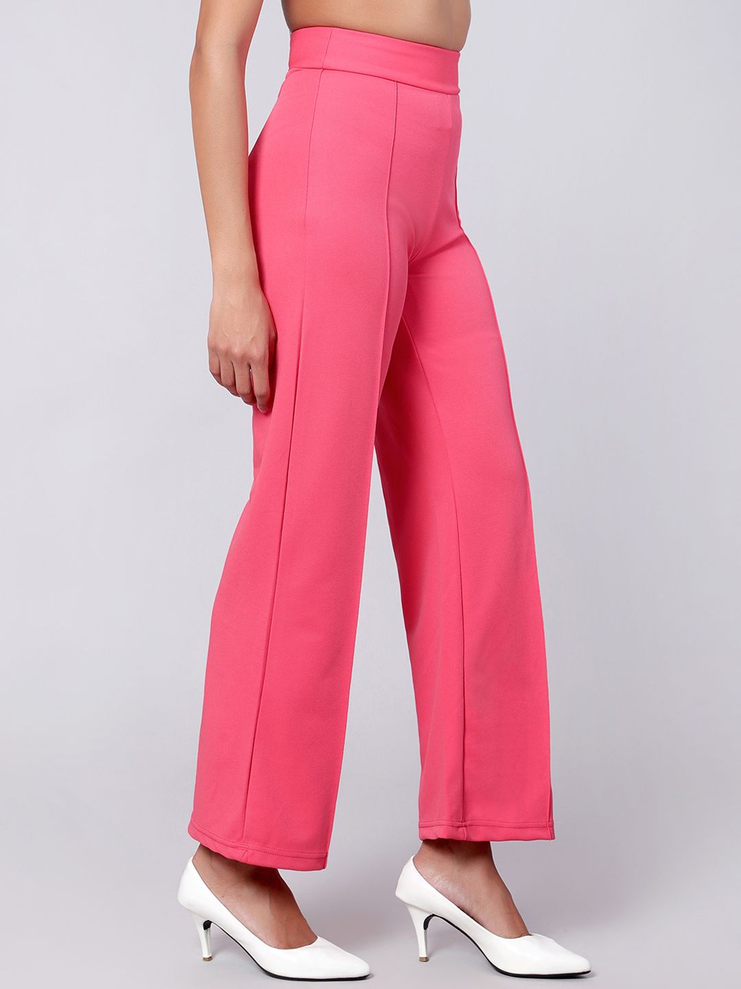 Kotty Women Pack Of 2 Relaxed Straight Leg High-Rise Straight Fit Easy Wash Trousers