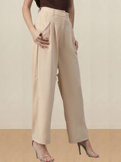 Kotty Women Solid Straight Fit High-Rise Trousers