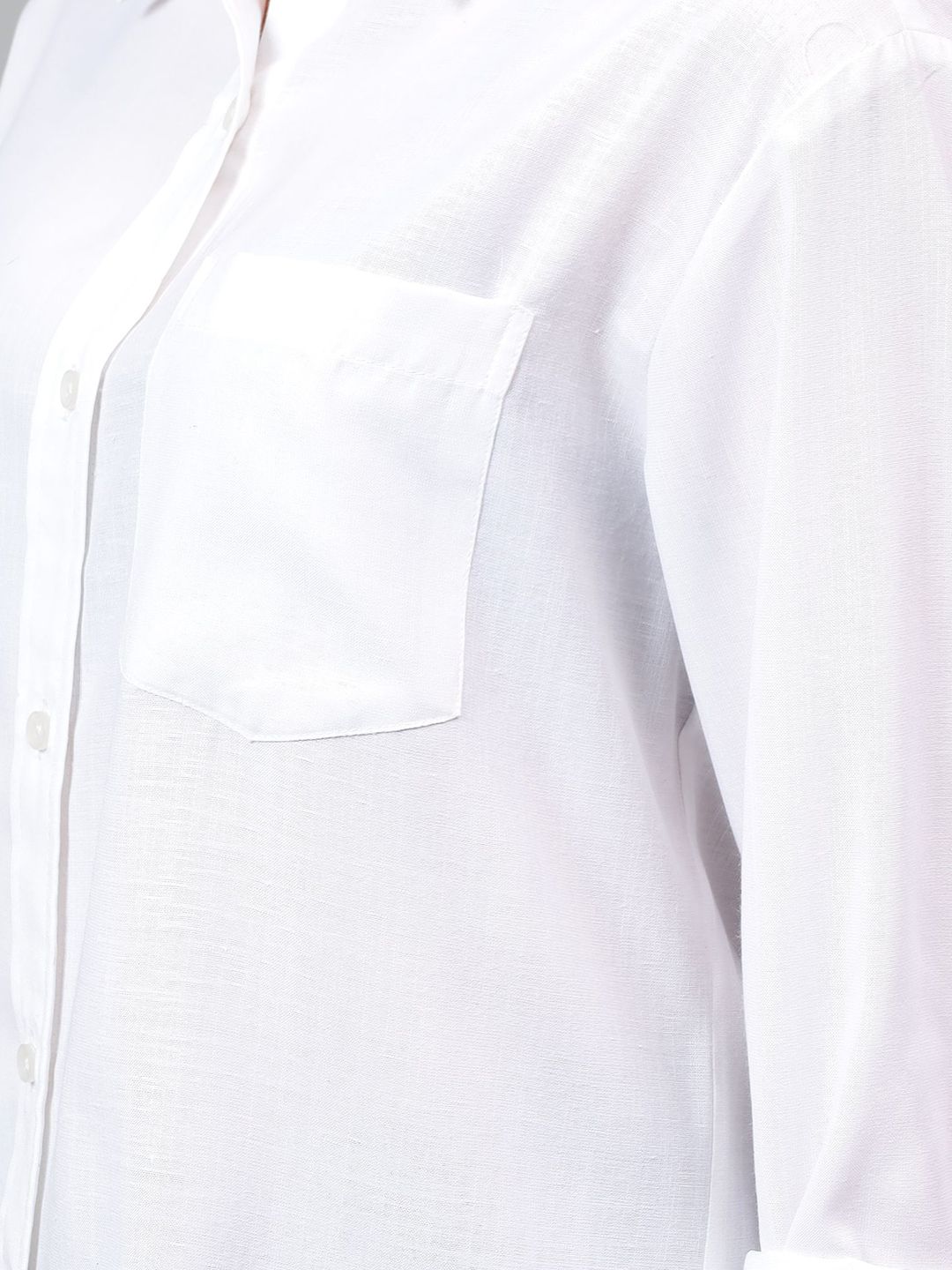 Kotty Women Spread Collar Solid Cotton Relaxed Fit Casual Shirt