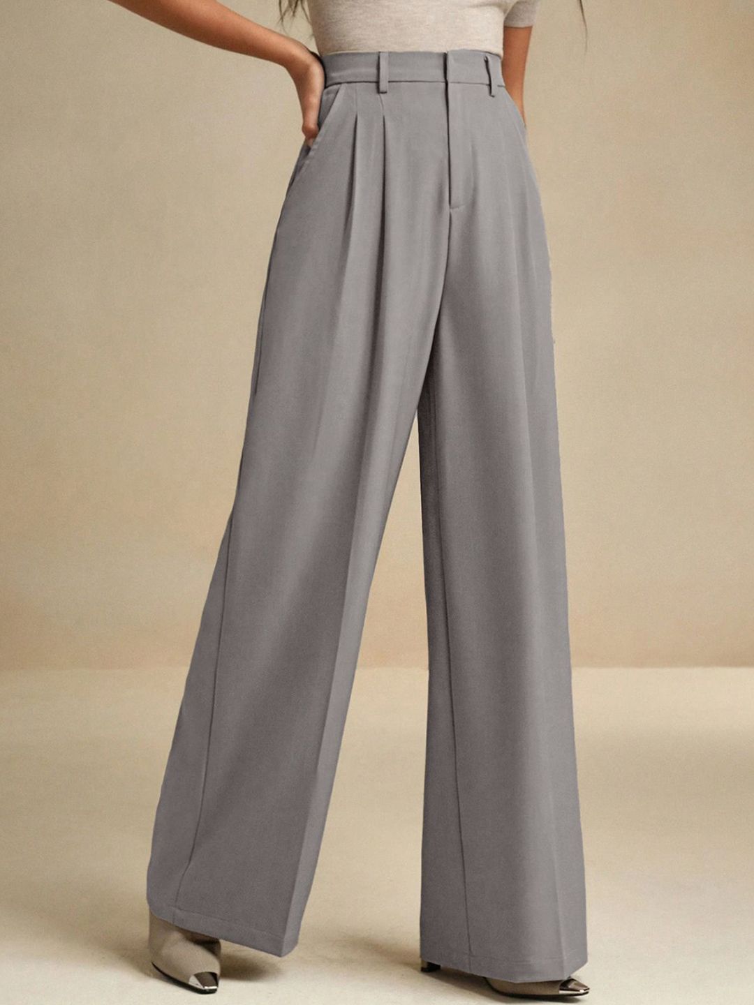 Kotty Women High-Rise Easy Wash Pleated Trousers