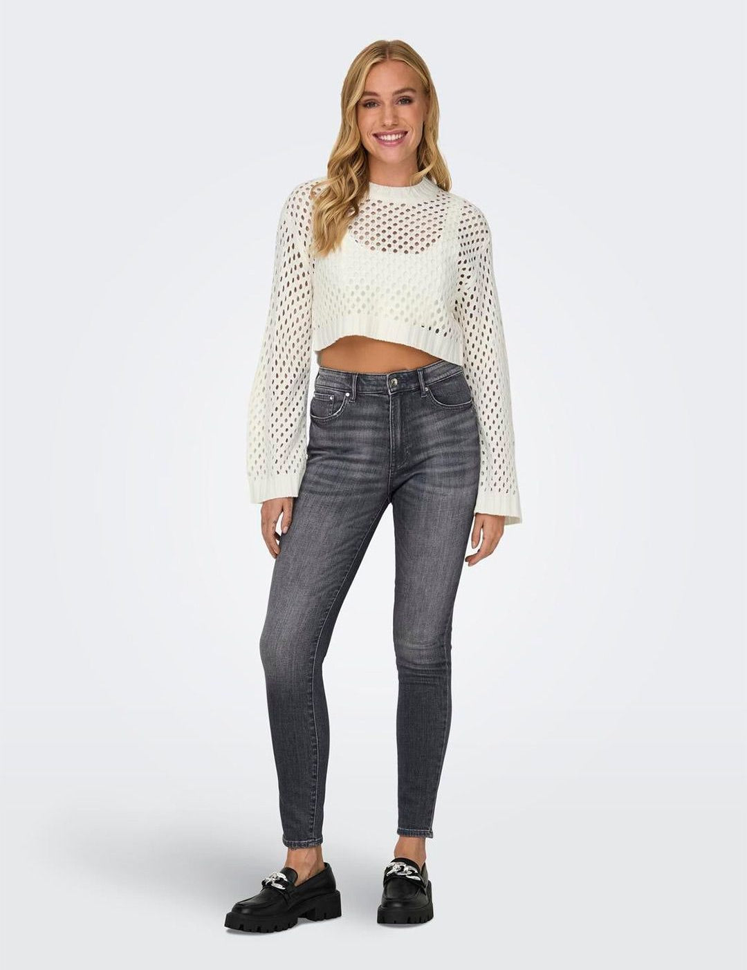 Kotty Women Cotton Round Neck Crop Pullover Sweaters