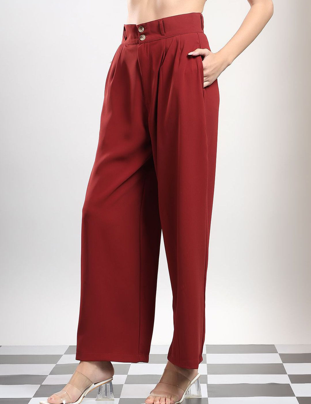 Kotty Women High-Rise Easy Wash Pleated Trousers