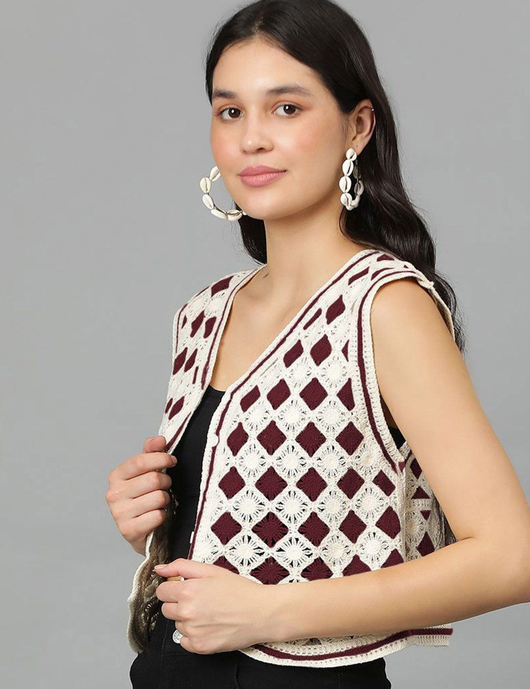 Kotty Women Self Design V-Neck Cotton Top