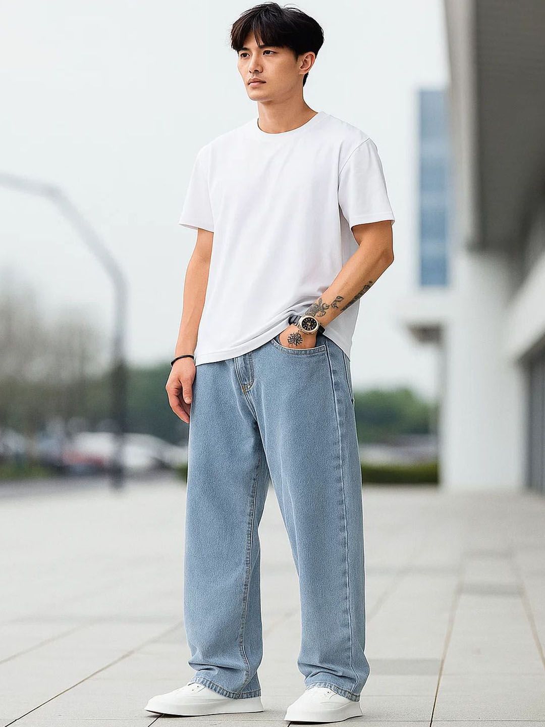 Kotty Men Baggy Mid-Rise Stretchable Jeans