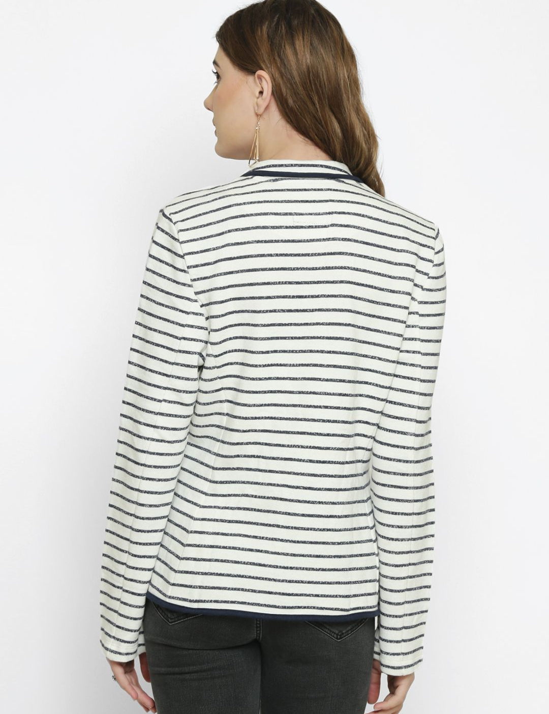 Kotty Women White Striped Tailored Jacket