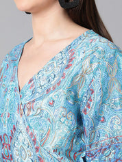 Kotty Ethnic Motifs Printed Midi Wrap Dress