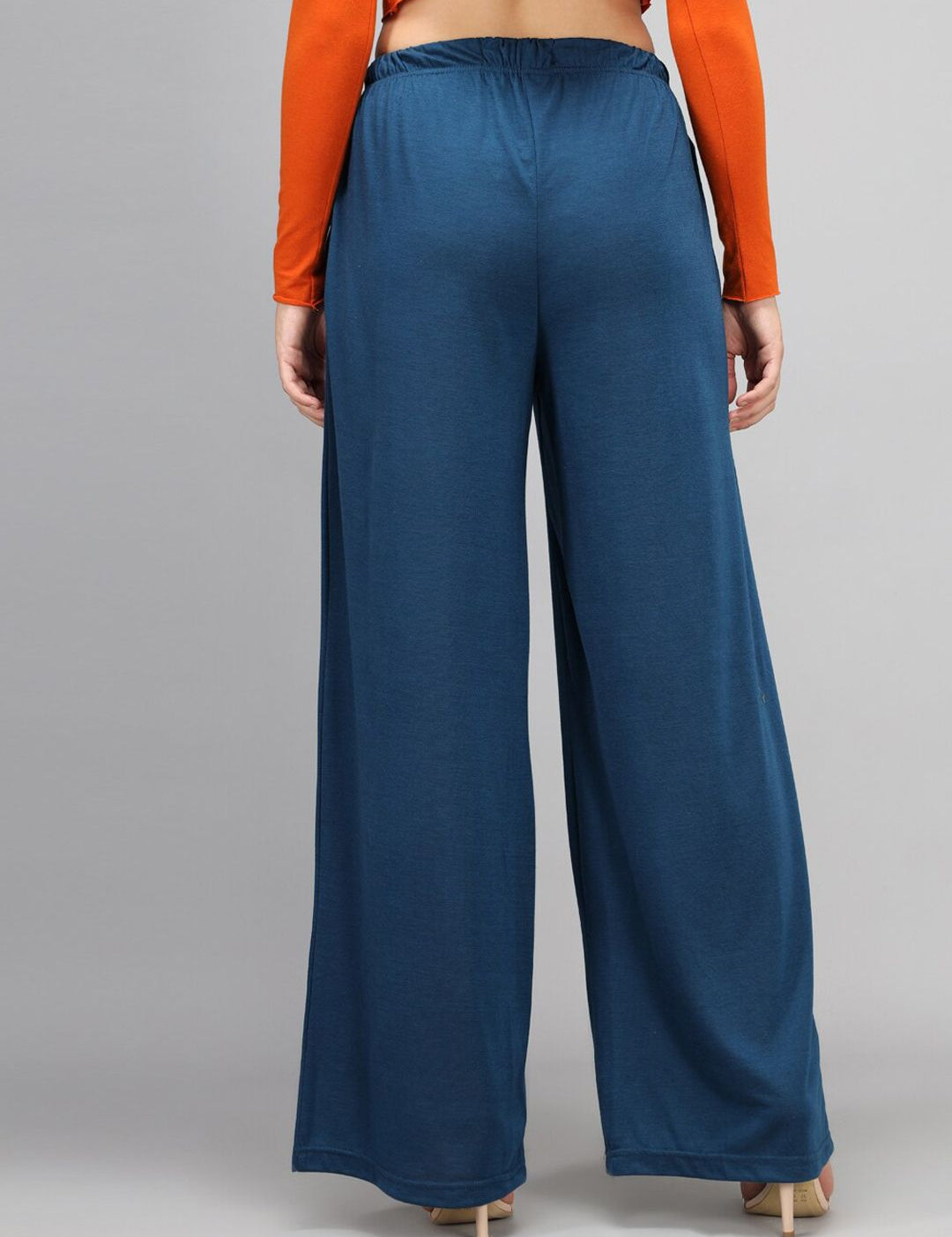 Kotty Women Blue Loose Fit High-Rise Parallel Trousers