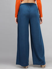 Kotty Women Blue Loose Fit High-Rise Parallel Trousers