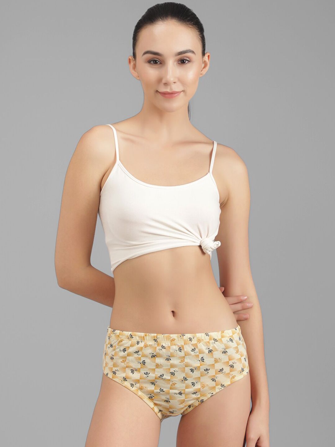 Kotty Women Yellow & Black Printed Hipster Briefs KTTWOMENSPANTY373