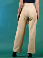 Kotty Women Relaxed Straight Fit Pleated High-Rise Trousers