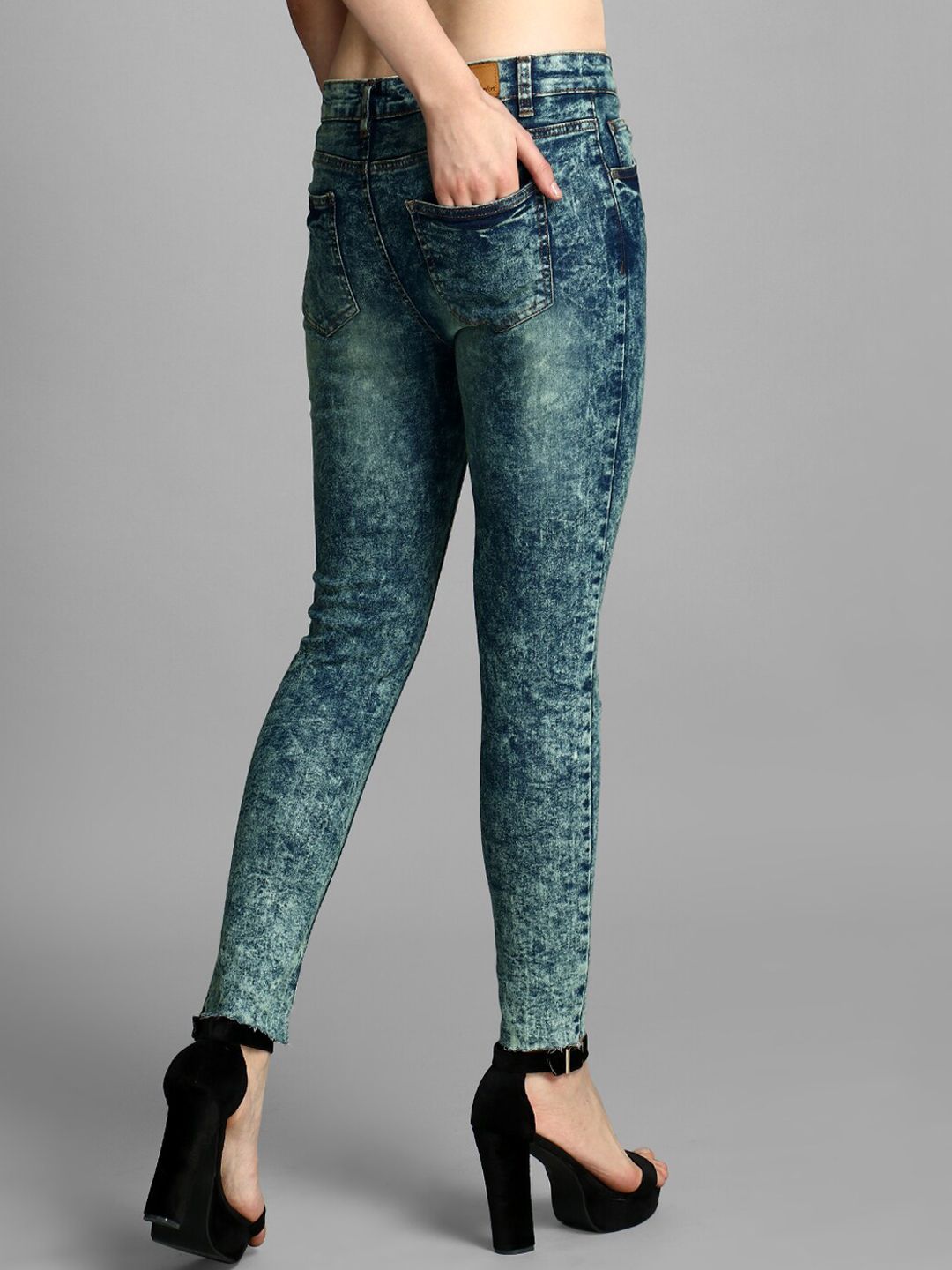 Kotty Women Green Skinny Fit High-Rise Clean Look Jeans