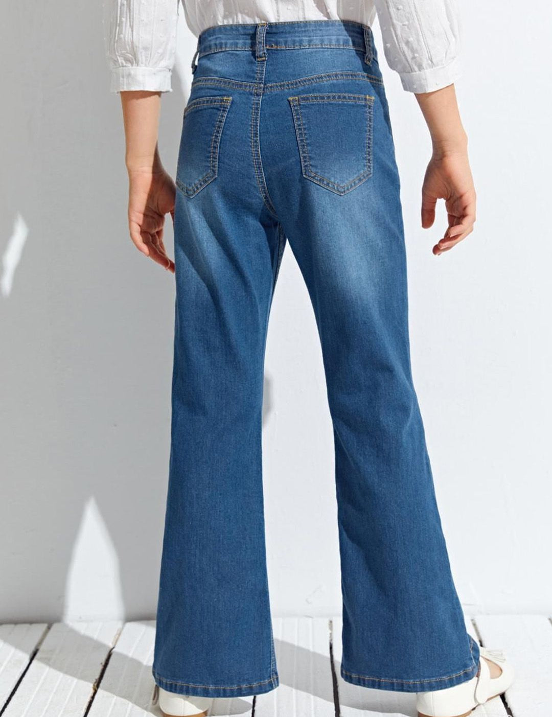 Kotty Girls Jean Wide Leg Highly Distressed Light Fade Stretchable Jeans