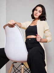 Kotty Shawl Collar Long Sleeves Longline Open Front Shrug