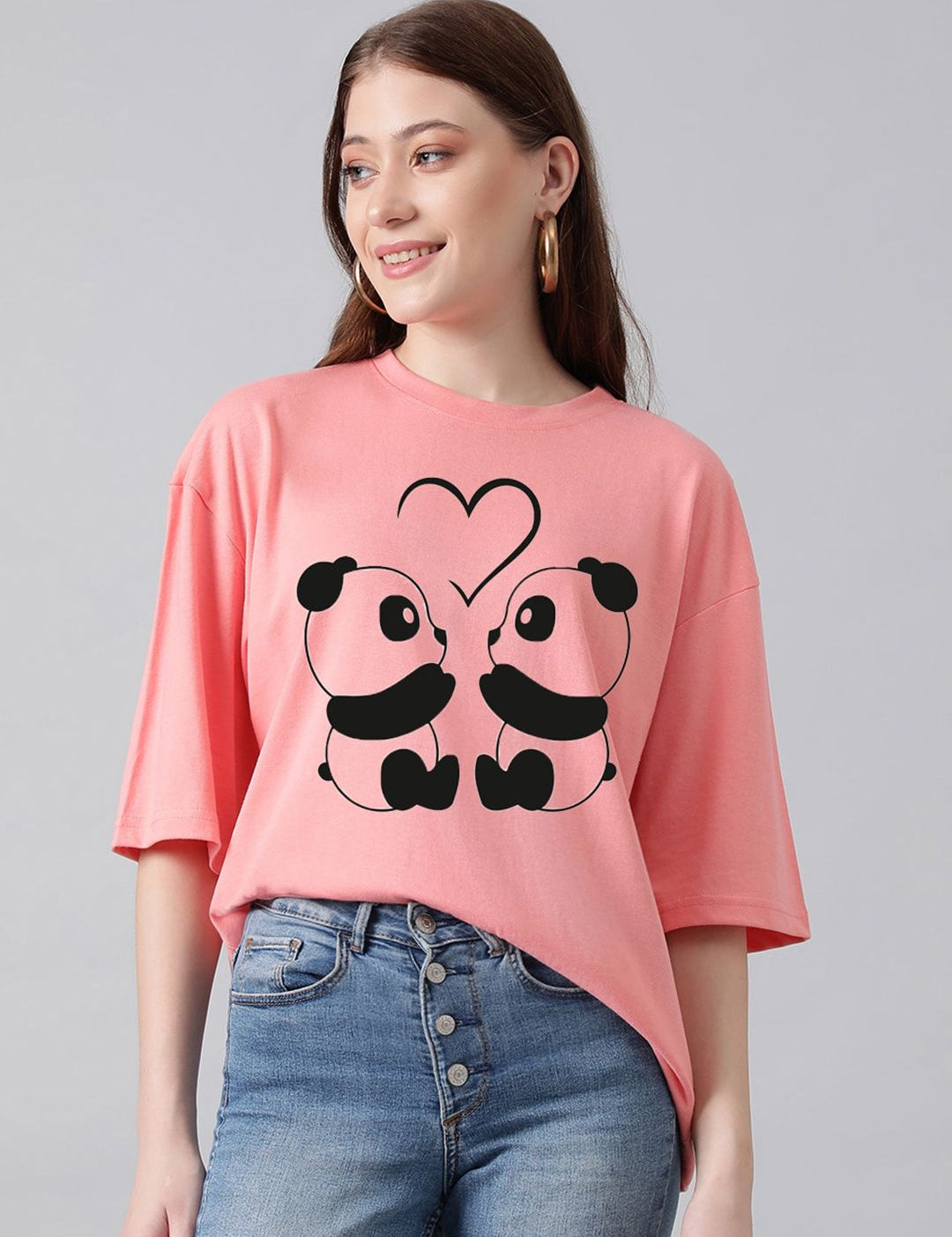 Kotty Graphic Printed Round Neck Drop-Shoulder Sleeves Oversized Fit Cotton T-Shirt