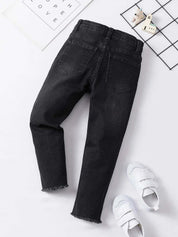 Kotty Girls Low Distress Mid-Rise Light Fade Stretchable Jeans