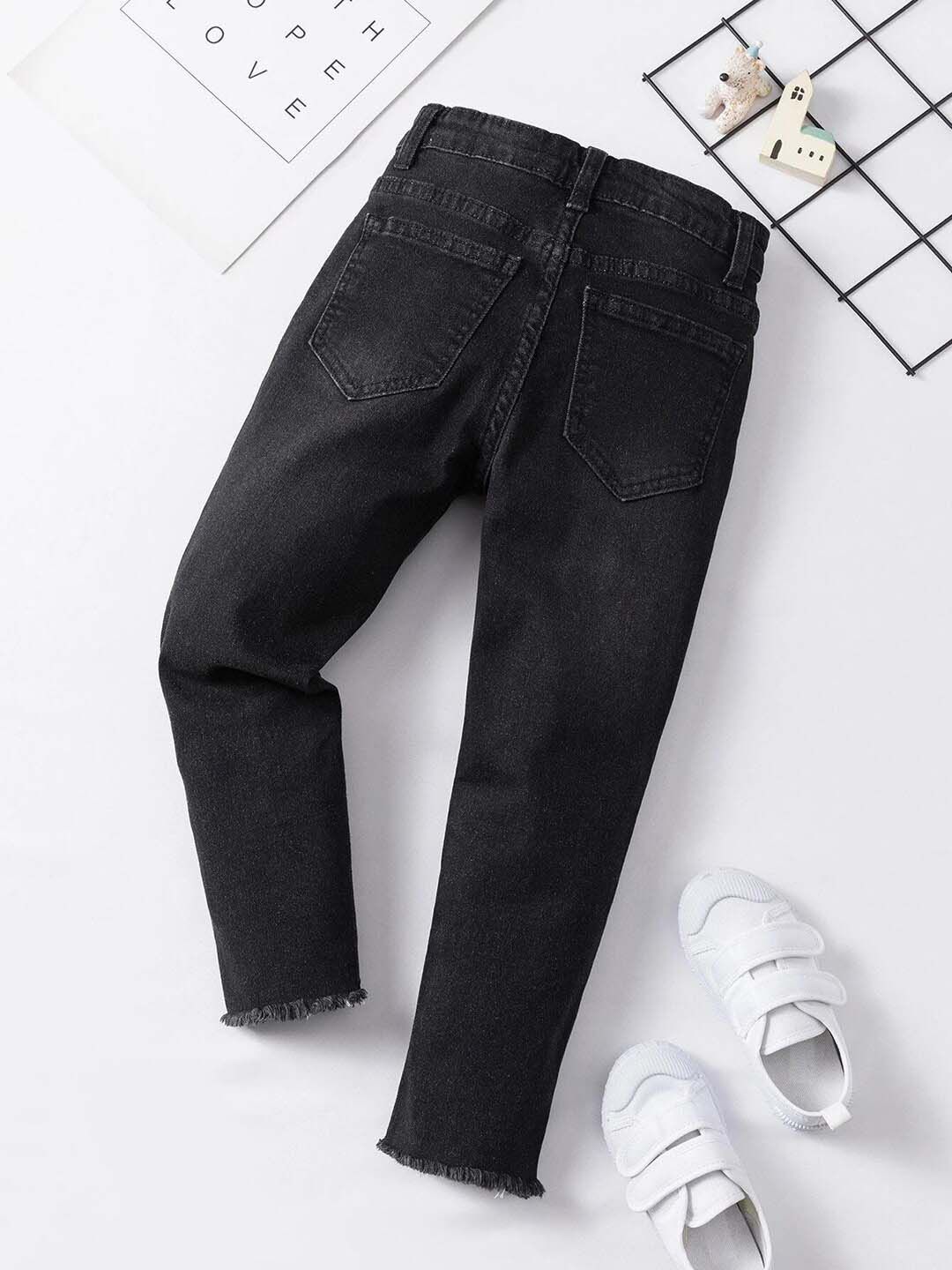 Kotty Girls Low Distress Mid-Rise Light Fade Stretchable Jeans