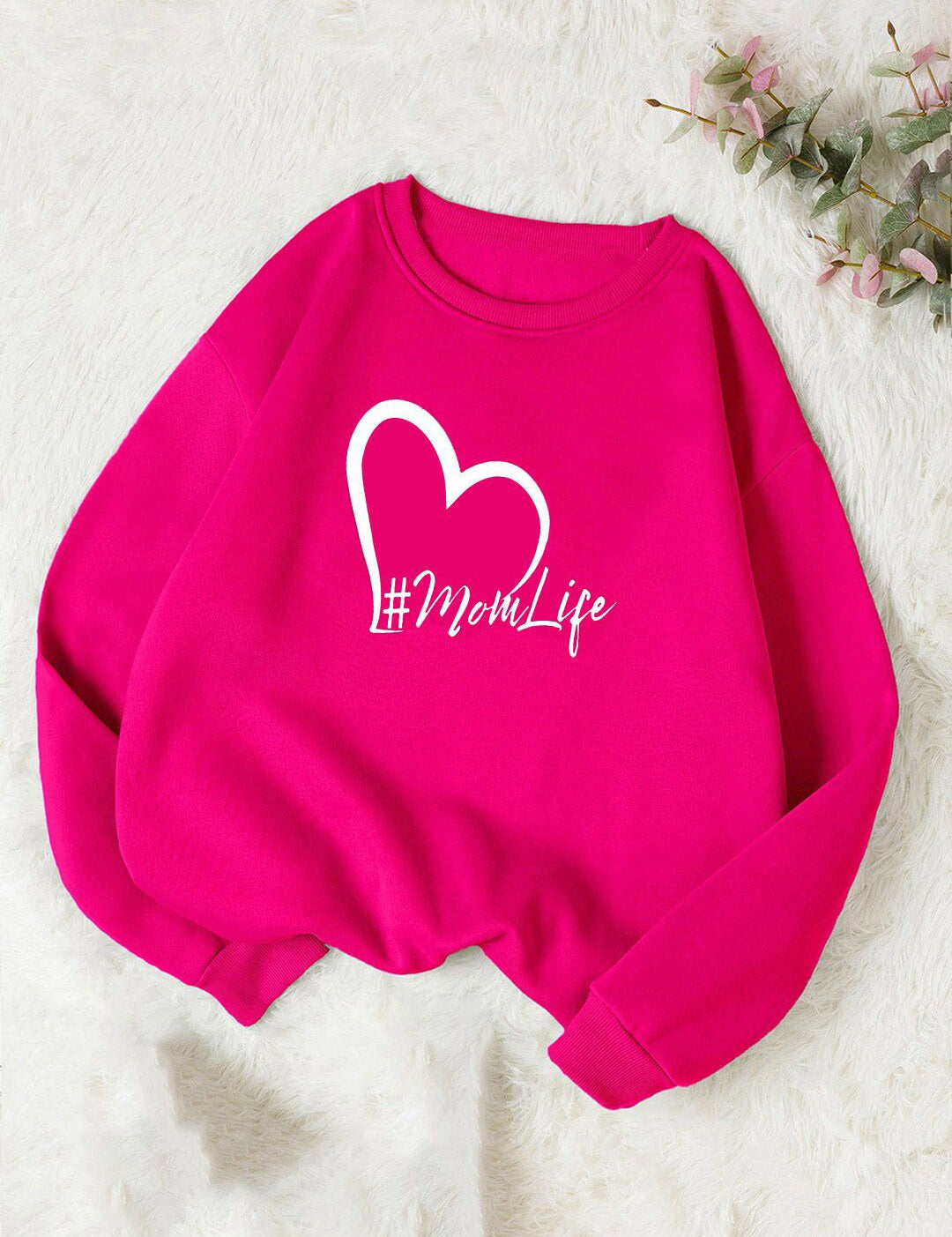 Kotty Pink Typographic Printed Fleece Sweatshirt