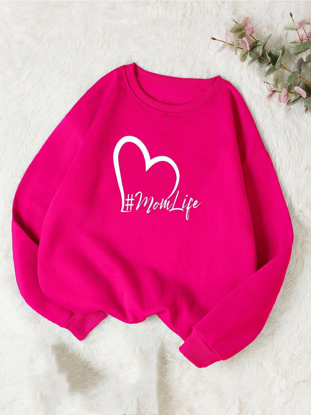 Kotty Pink Typographic Printed Fleece Sweatshirt
