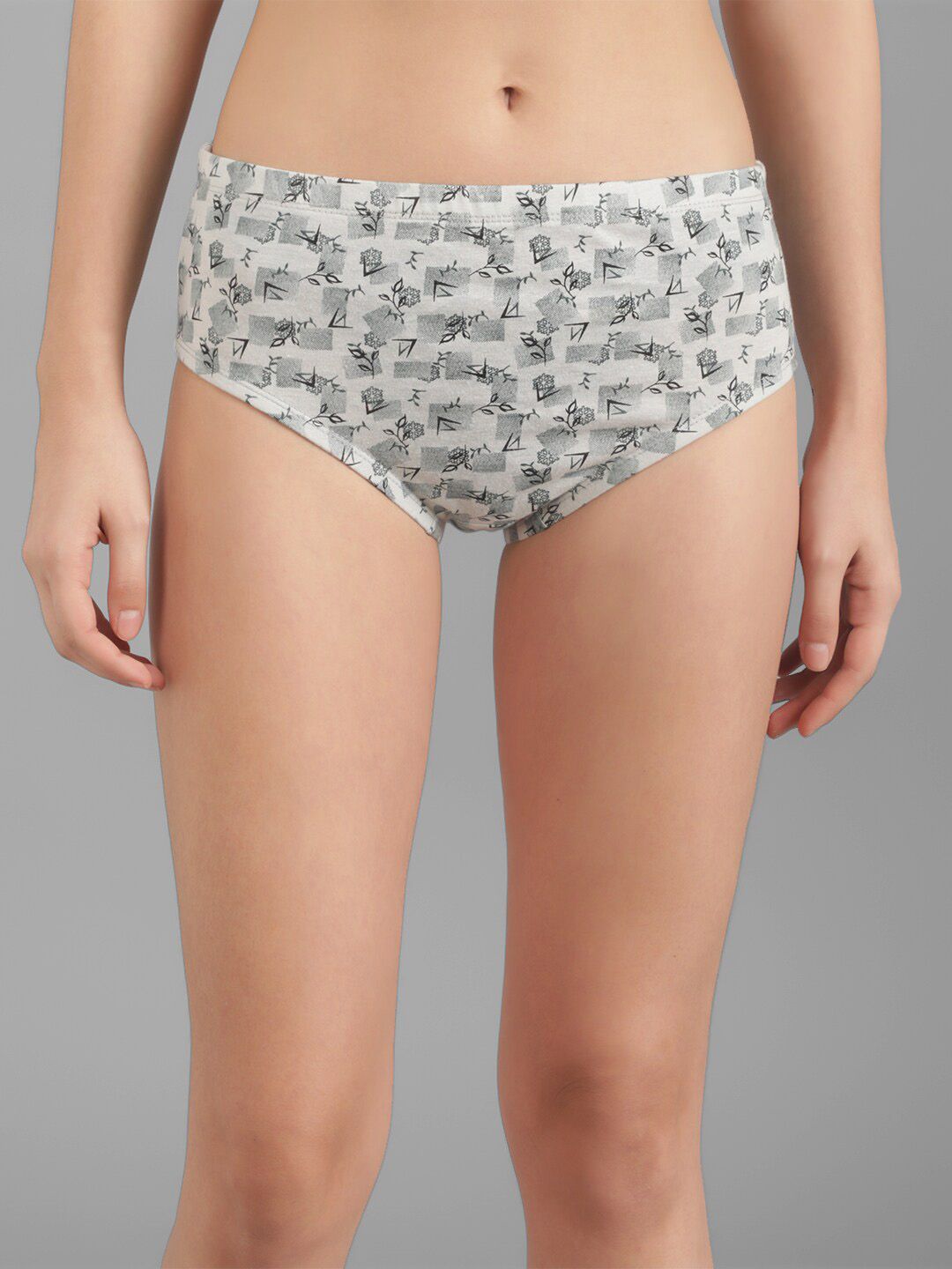 Kotty Women White & Grey Printed Hipster Briefs KTTWOMENSPANTY375
