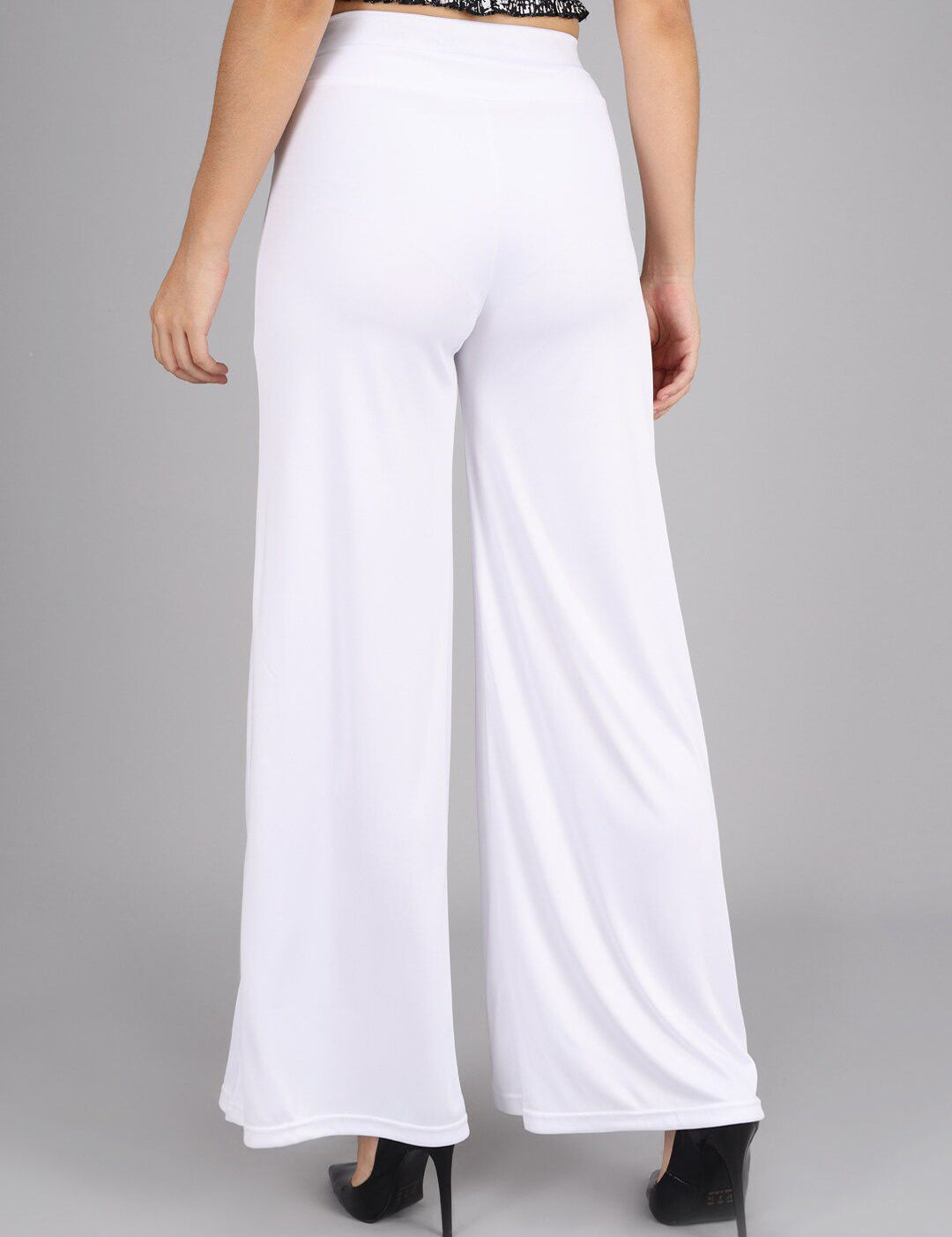 Kotty Women White Flared High-Rise Parallel Trousers