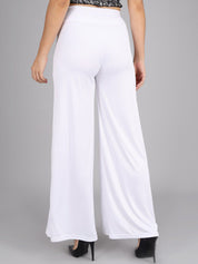 Kotty Women White Flared High-Rise Parallel Trousers