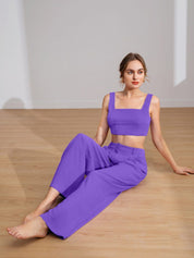 KOTTY BIZwear Square Neck Sleeveless Crop Top & Trousers
