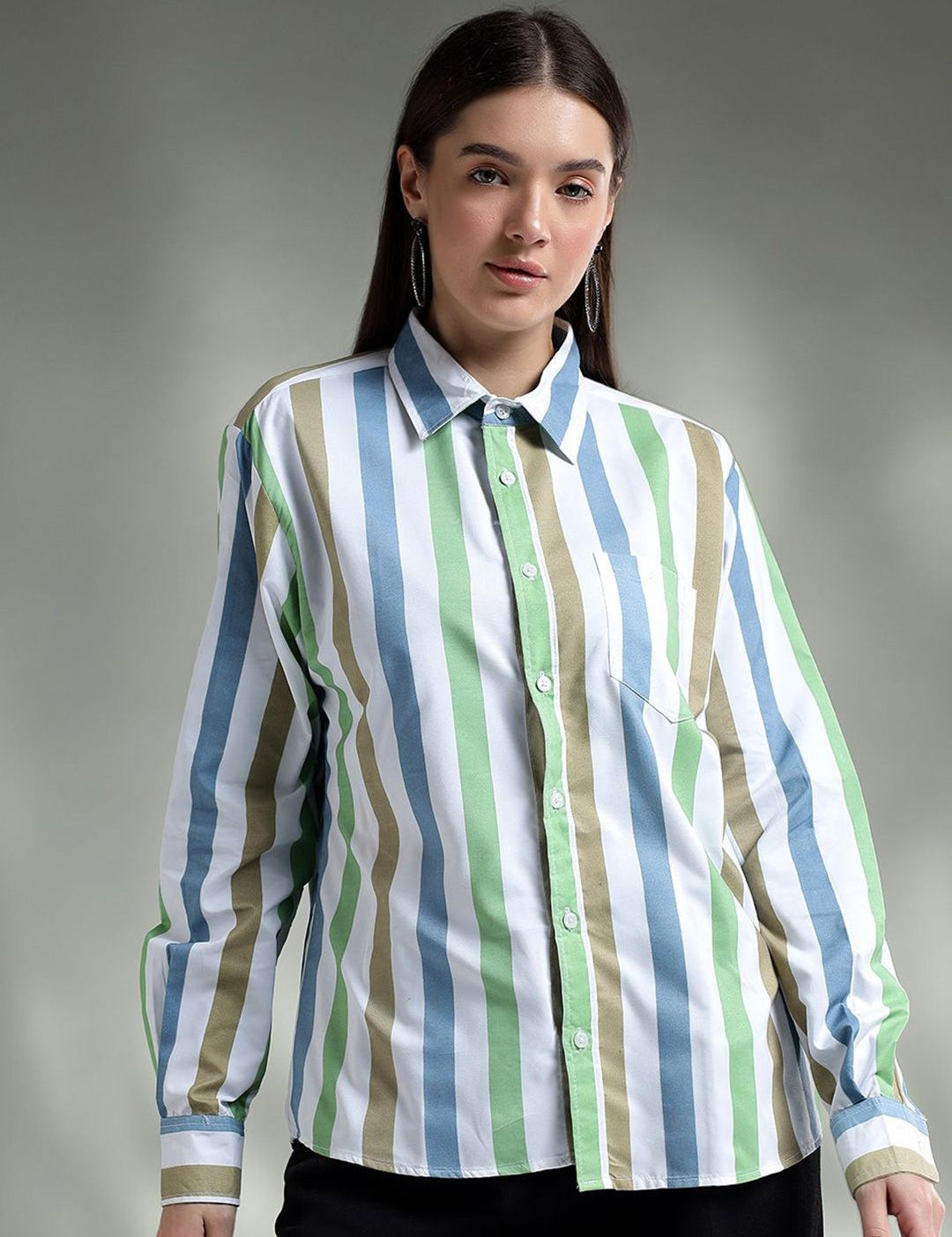 Kotty Women Spread Collar Graphic Printed Cotton Casual Shirt