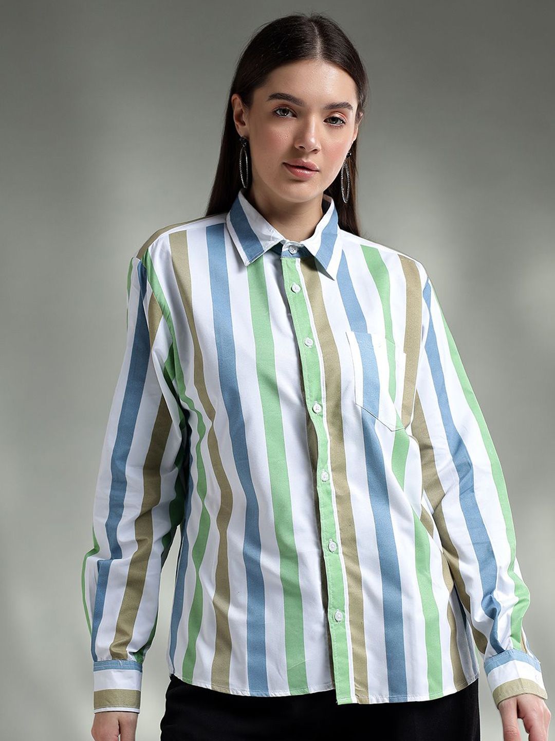 Kotty Women Spread Collar Graphic Printed Cotton Casual Shirt