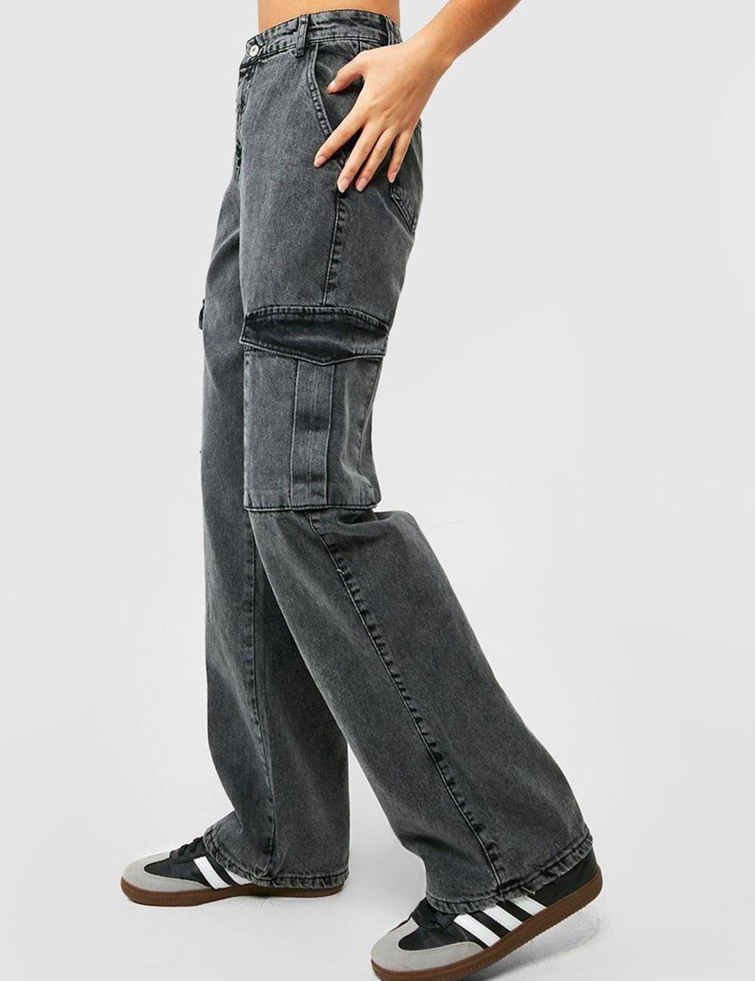 Kotty Women Grey Jean Straight Fit High Rise Light Fade Clean Look Stretchable Jeans