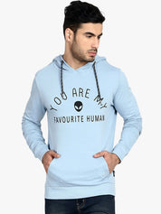 Kotty Men Blue Printed Hooded Sweatshirt