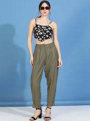 Kotty Women Relaxed High-Rise Easy Wash Pleated Peg Trousers