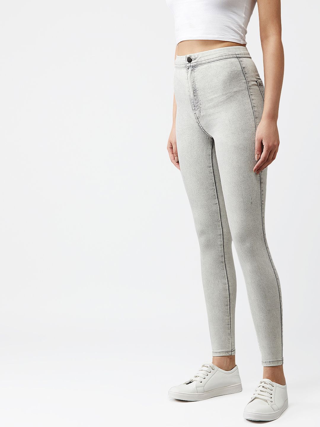 Kotty Women Grey Skinny Fit High-Rise Clean Look Stretchable Jeans