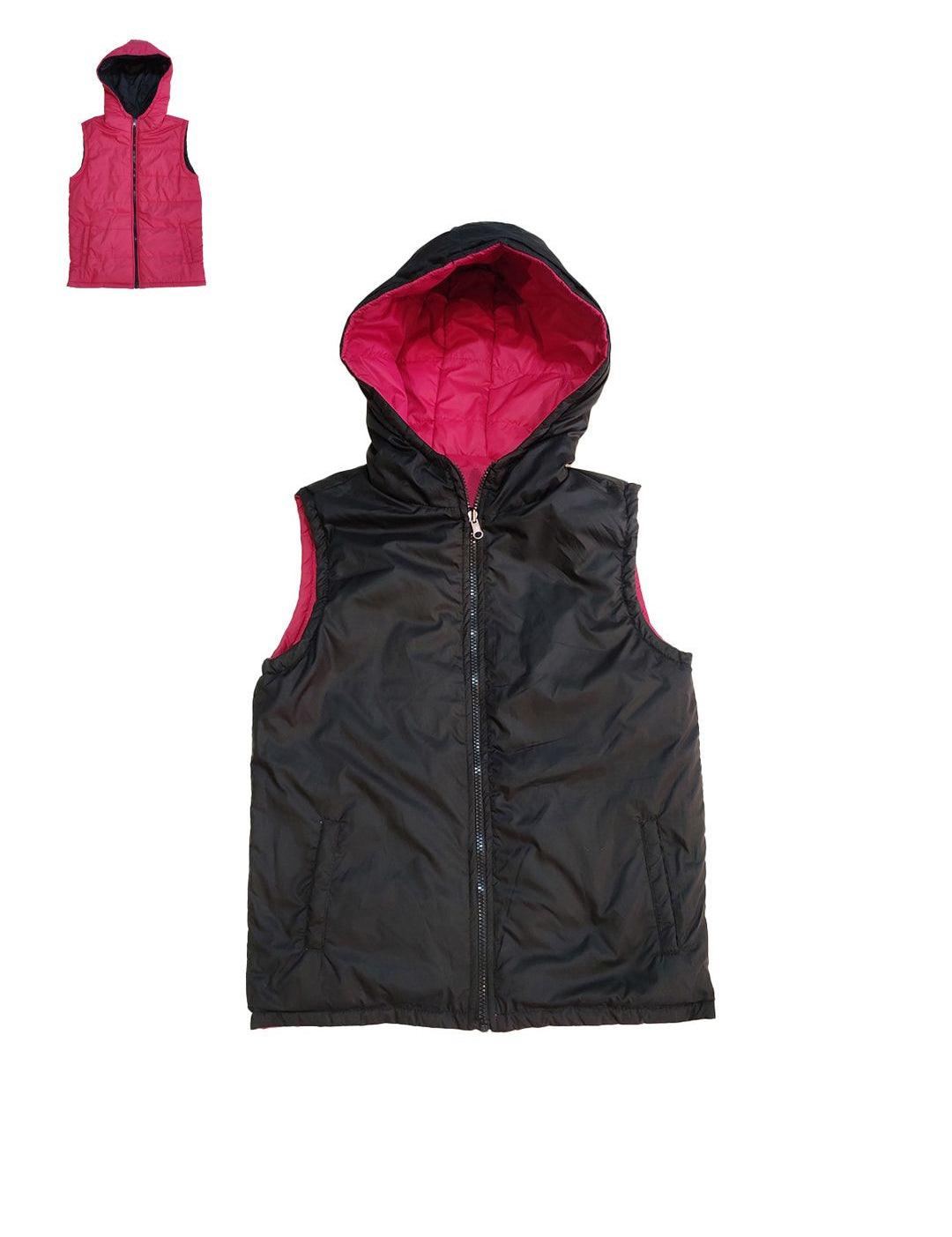 Kotty Boys Pink Black Reversible Puffer Jacket