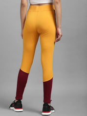 Kotty Women Yellow & Maroon Colourblocked Tights