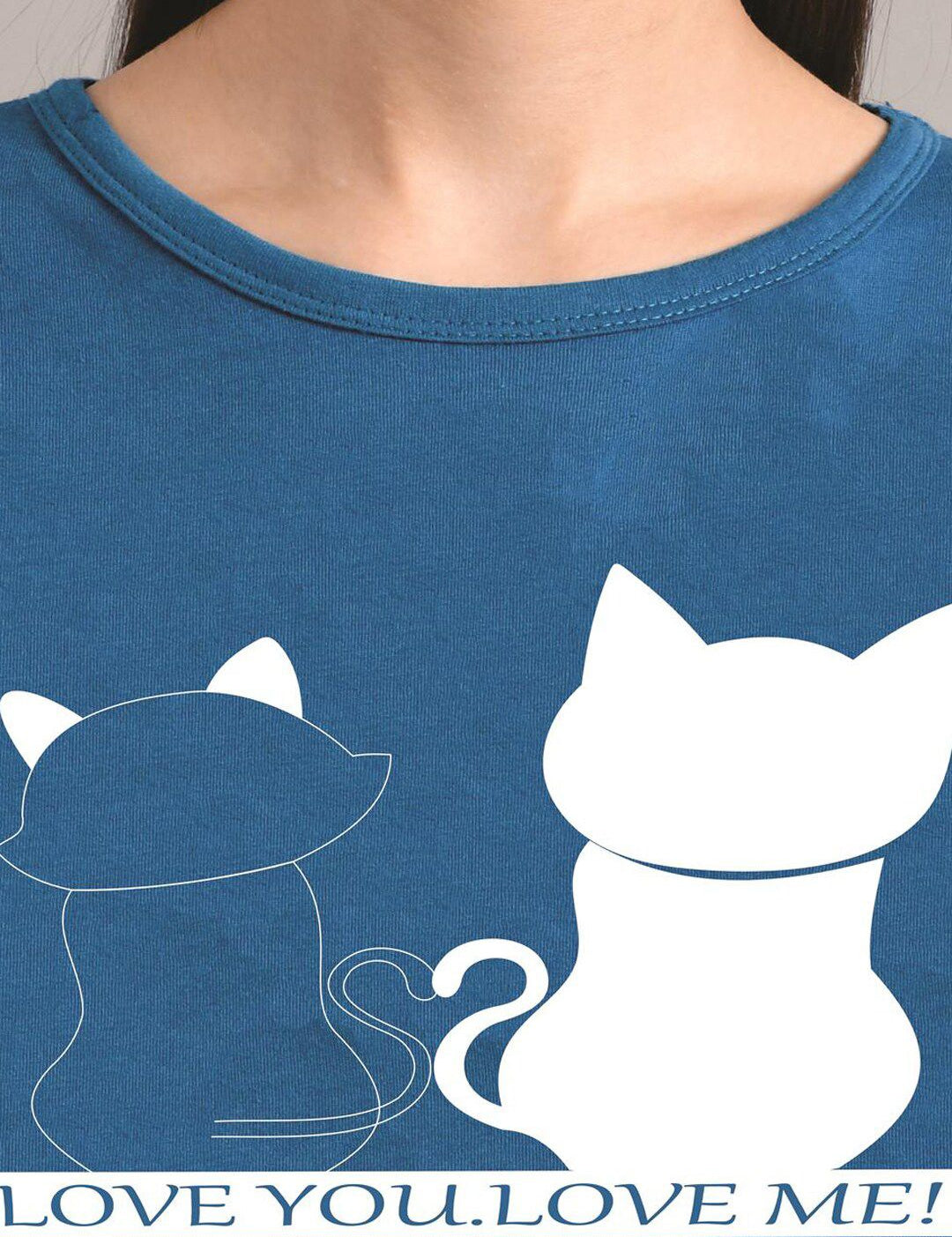 Kotty Women Blue Printed Round Neck T-shirt