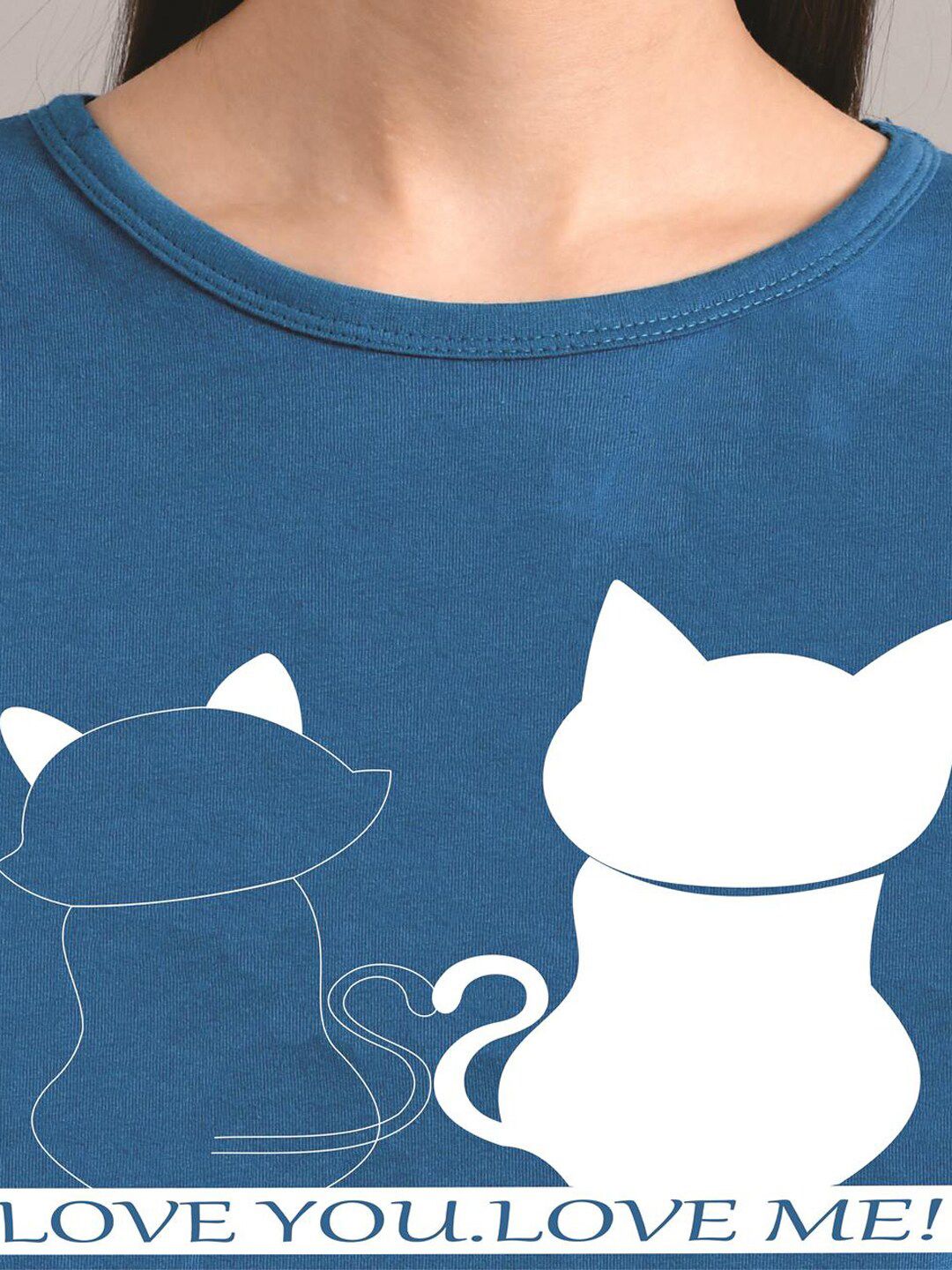 Kotty Women Blue Printed Round Neck T-shirt